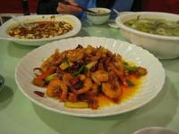 Sichuan dinner (gross) at Yancheng Yan Bang restaruant in Chengdu