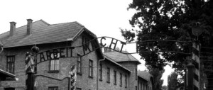 Work Brings Freedom sign at entrance to Auschwitz I